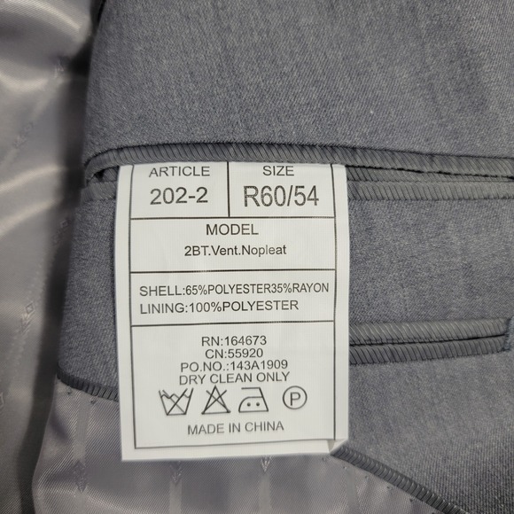 Renoir Men's 2BT Size R 60/54 Vent Nopleat Blazer Sport Coat Gray NWt - Picture 6 of 6